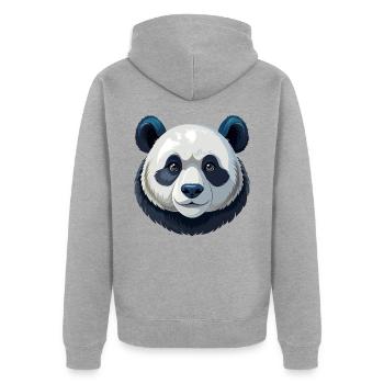 Pandakopf - Unisex Premium Bio Zip Hoodie - Grau meliert - Hinten - Nico (187cm)