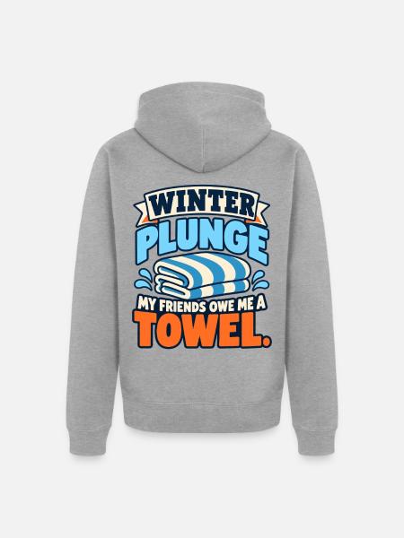 Winter Sprung Kaltwasser-challenge Schwimmfinisher - Unisex Premium Bio Zip Hoodie - Grau meliert