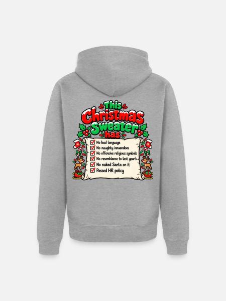 Lustiger Weihnachtspullover – Vollständig genehmigt - Unisex Premium Bio Zip Hoodie - Grau meliert