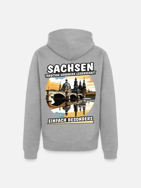 sachsen_dresden - Unisex Premium Bio Zip Hoodie - Grau meliert