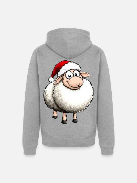Schafe Weihnachten / Santa Schaf - Unisex Premium Bio Zip Hoodie - Grau meliert