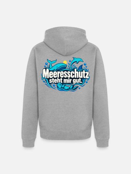 Meeresschutz Ozeanfreund Meerestiere - Unisex Premium Bio Zip Hoodie - Grau meliert