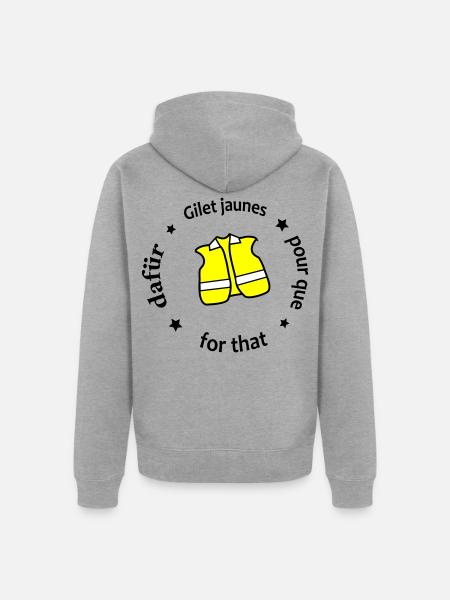 Neon Warnweste Grafik - Unisex Premium Bio Zip Hoodie - Grau meliert