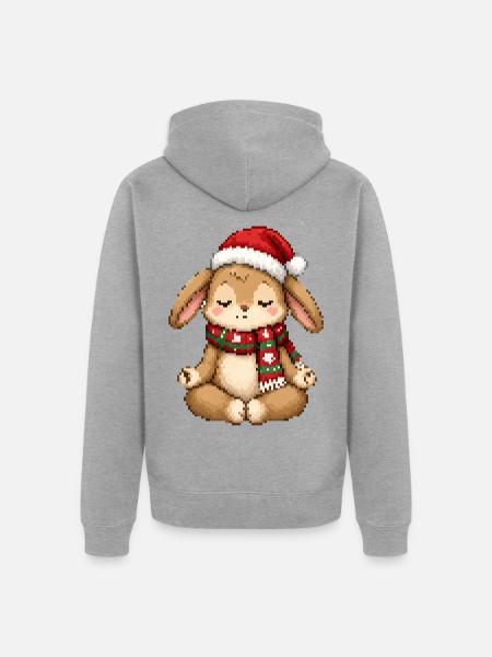 Meditatives Hasen-Weihnachten - Unisex Premium Bio Zip Hoodie - Grau meliert