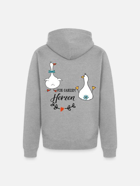 von ganzem Herzen - Unisex Premium Bio Zip Hoodie - Grau meliert
