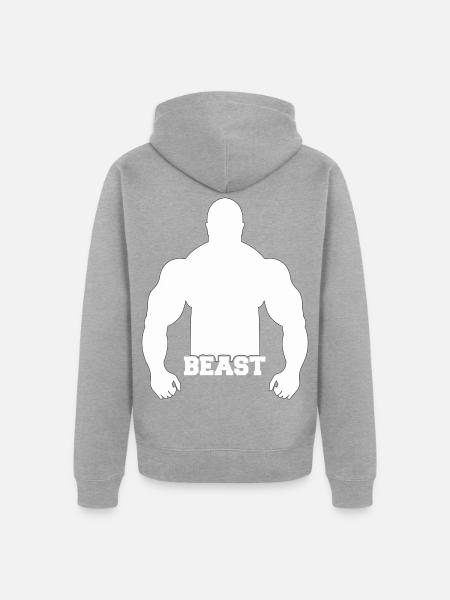 Beast Kraftsilhouette Druck - Unisex Premium Bio Zip Hoodie - Grau meliert
