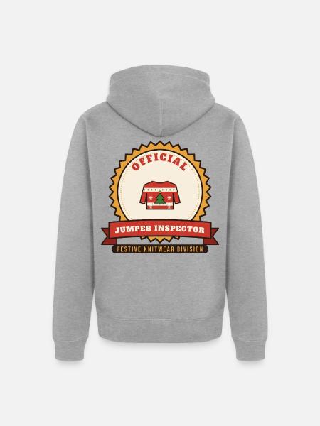 Offizieller Weihnachtspullover-Inspektor - Unisex Premium Bio Zip Hoodie - Grau meliert