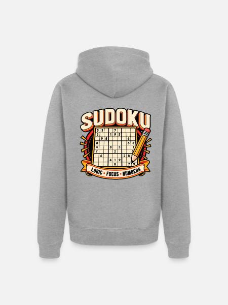 Sudoku-Logikzahlen - Unisex Premium Bio Zip Hoodie - Grau meliert
