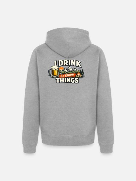 Bierberge Lagerfeuer Grafik - Unisex Premium Bio Zip Hoodie - Grau meliert
