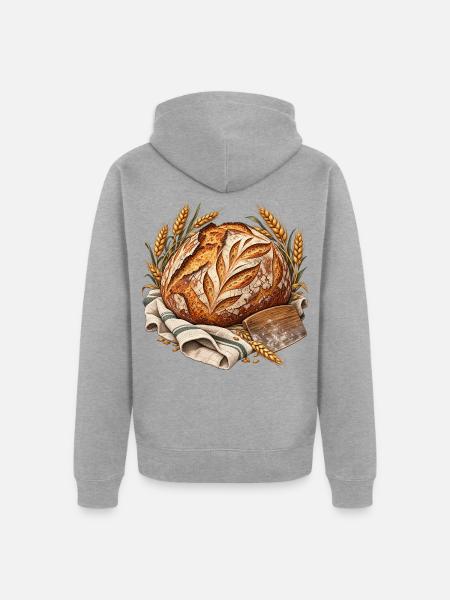 Sauerteigbrot - Unisex Premium Bio Zip Hoodie - Grau meliert