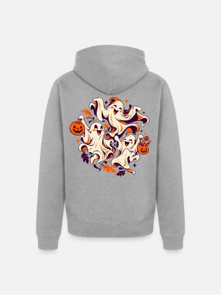 Halloween Geisterparade - Unisex Premium Bio Zip Hoodie - Grau meliert