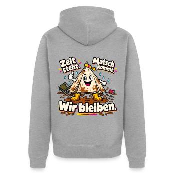 Festival Camping Camper Zeltplatz Crew - Unisex Premium Bio Zip Hoodie - Grau meliert - Hinten - Nico (187cm)