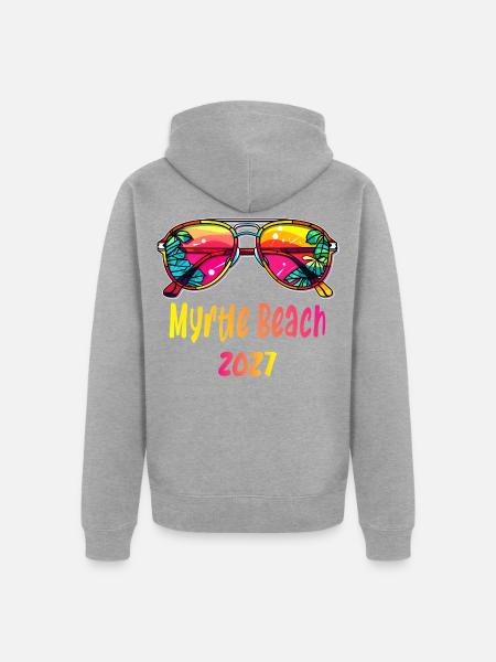 Myrtle Beach 2027 Sonnenbrillen - Unisex Premium Bio Zip Hoodie - Grau meliert