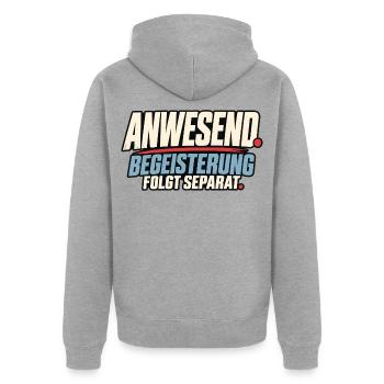 Anwesend Begeisterung Folgt Separat - Unisex Premium Bio Zip Hoodie - Grau meliert - Hinten - Nico (187cm)