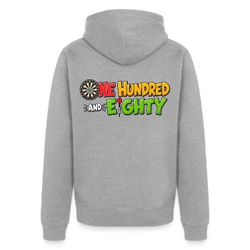 Dartboard One Hundred and Eighty - Unisex Premium Bio Zip Hoodie - Grau meliert - Hinten - Nico (187cm)