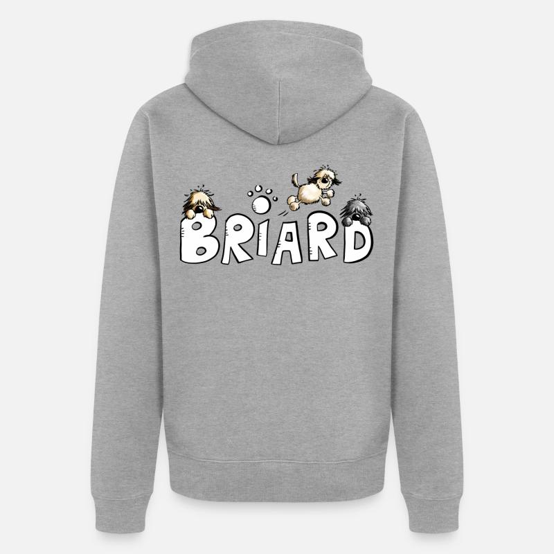Briard Comic Font - Chien - Chiens - Veste à capuche bio Premium Unisexe - gris chiné