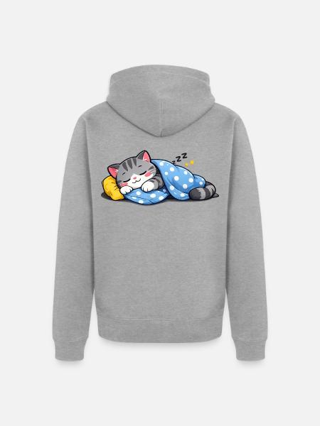 Polka Dot Kätzchen-Traumschlaf - Unisex Premium Bio Zip Hoodie - Grau meliert