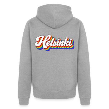 Helsinki - Finnland - Suomi - Finland - finnisch - Unisex Premium Bio Zip Hoodie - Grau meliert - Hinten - Nico (187cm)