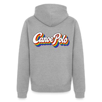 Canoe Polo - Kanupolo - Sport - Paddeln - Paddel - Unisex Premium Bio Zip Hoodie - Grau meliert - Hinten - Nico (187cm)
