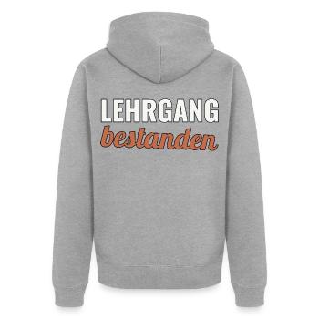 Feuerwehr Ausbildung Geschenk zum Lehrgangsabschlu - Unisex Premium Bio Zip Hoodie - Grau meliert - Hinten - Nico (187cm)