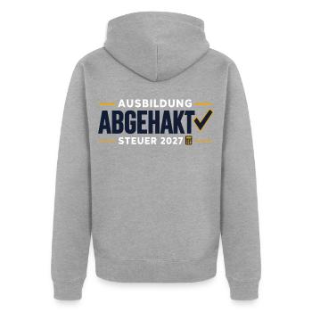 Offiziell Steuerfachkraft – Abschluss 2027 - Unisex Premium Bio Zip Hoodie - Grau meliert - Hinten - Nico (187cm)