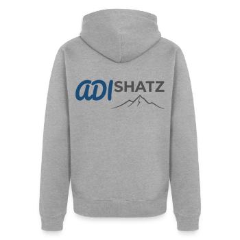 Geometrischer Blitzberg - Unisex Premium Bio Zip Hoodie - Grau meliert - Hinten - Nico (187cm)