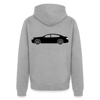 Auto - Unisex Premium Bio Zip Hoodie - Grau meliert - Hinten - Nico (187cm)