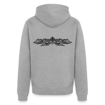 Filigranes Tribal Tattoo mit Krokodilen - Unisex Premium Bio Zip Hoodie - Grau meliert - Hinten - Nico (187cm)