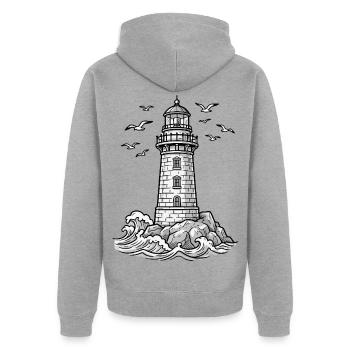 Moin Moin Norden - Maritime North German Design - Unisex Premium Organic Zip Hoodie - heather grey - Back - Nico (187cm)