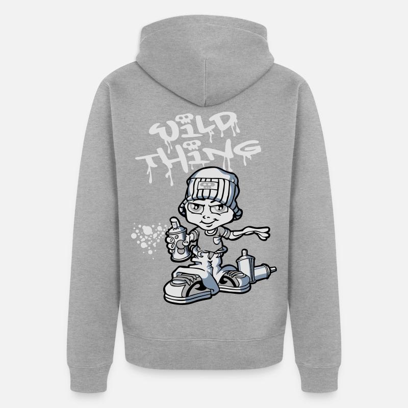 Graffiti boy and spray paint - Veste à capuche bio Premium Unisexe - gris chiné