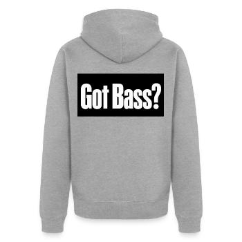Hast du Bass? - Unisex Premium Bio Zip Hoodie - Grau meliert - Hinten - Nico (187cm)