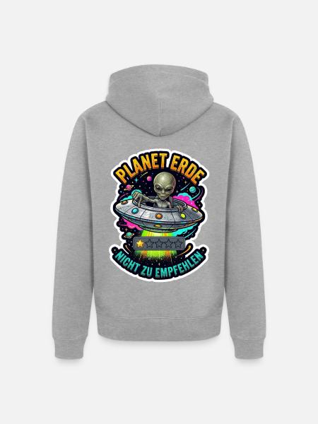 Planet Erde Nicht Zu Empfehlen - Unisex Premium Bio Zip Hoodie - Grau meliert