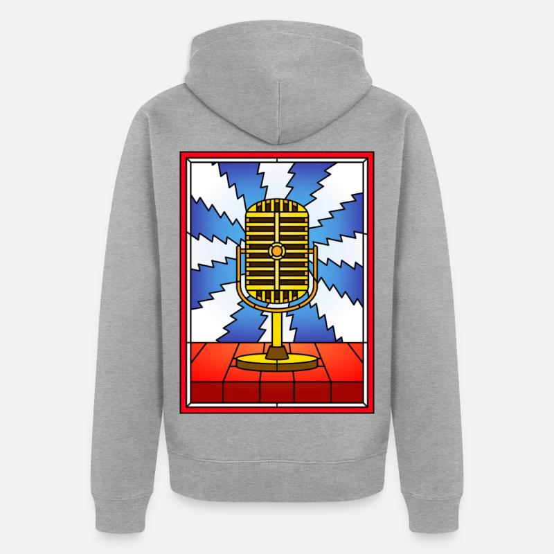 Conception rétro de vitrail micro - Veste à capuche bio Premium Unisexe - gris chiné