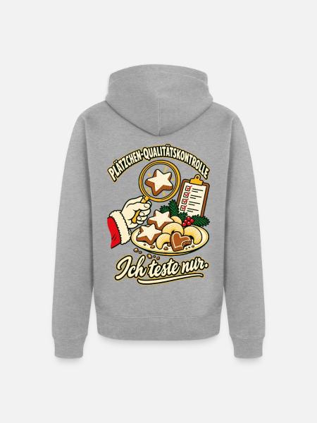 Plätzchen Qualitätskontrolle - Unisex Premium Bio Zip Hoodie - Grau meliert