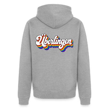 Überlingen - Bodensee - Deutschland - Germany - Unisex Premium Bio Zip Hoodie - Grau meliert - Hinten - Nico (187cm)
