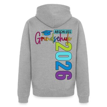 Graduation from primary school in 2026 - Unisex Premium Organic Zip Hoodie - heather grey - Back - Nico (187cm)