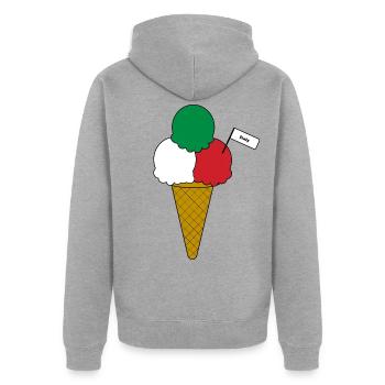 Italy Flag Eiscreme cream - Unisex Premium Bio Zip Hoodie - Grau meliert - Hinten - Nico (187cm)