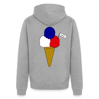 Französich France Flag Eiscreme - Unisex Premium Bio Zip Hoodie - Grau meliert - Hinten - Nico (187cm)