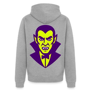 Dracula Illustration - Unisex Premium Bio Zip Hoodie - Grau meliert - Hinten - Nico (187cm)