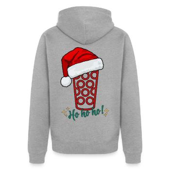 Ho Ho Ho – Pfälzer Nikolaus Dubbeglas - Unisex Premium Bio Zip Hoodie - Grau meliert - Hinten - Nico (187cm)