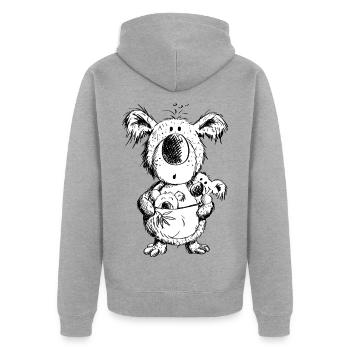 Koala Maman avec des bébés - Veste à capuche bio Premium Unisexe - gris chiné - Dos - Nico (187cm)