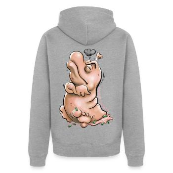 Beleidigte Leberwurst - Unisex Premium Bio Zip Hoodie - Grau meliert - Hinten - Nico (187cm)