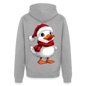 Weisses Entchen Weihnachten - Unisex Premium Bio Zip Hoodie - Grau meliert - Hinten - Nico (187cm)