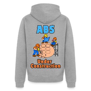 ABS im Bau - Unisex Premium Bio Zip Hoodie - Grau meliert - Hinten - Nico (187cm)