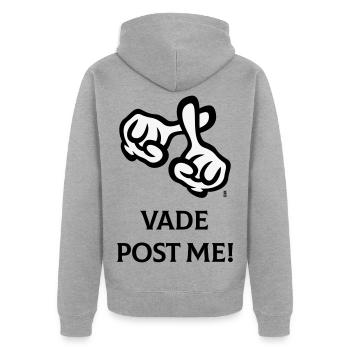 Vade Post Me! (Kreuz / Bibel / Religion / 2C) - Unisex Premium Bio Zip Hoodie - Grau meliert - Hinten - Nico (187cm)
