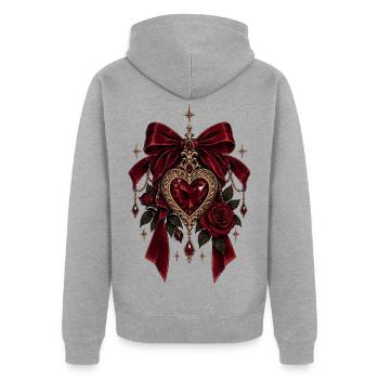 Gothic Heart Dark Romance - Unisex Premium Bio Zip Hoodie - Grau meliert - Hinten - Nico (187cm)