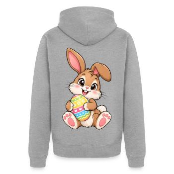 Osterhase Kawaii Style – Süßes Ostermotiv - Unisex Premium Bio Zip Hoodie - Grau meliert - Hinten - Nico (187cm)