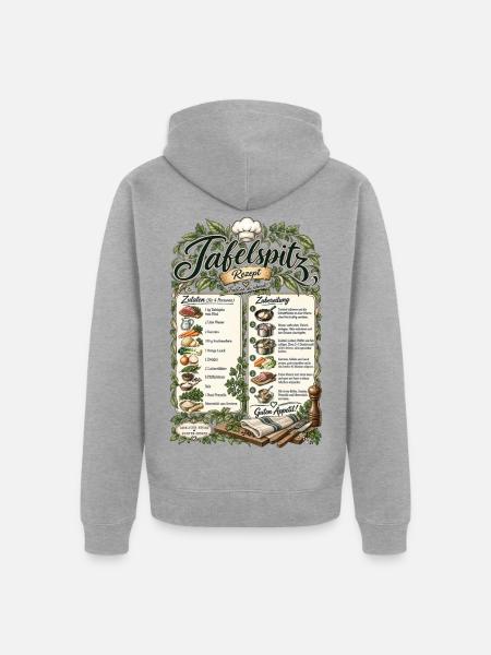 Tafelspitz Rezept – Tradition die schmeckt - Unisex Premium Bio Zip Hoodie - Grau meliert