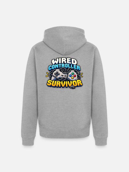 Wired Controller Survivor - Unisex Premium Bio Zip Hoodie - Grau meliert