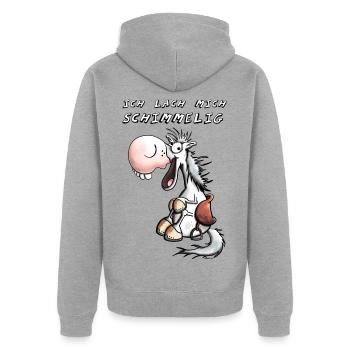 Ich lach mich Schimmelig - Unisex Premium Bio Zip Hoodie - Grau meliert - Hinten - Nico (187cm)